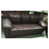 Maroon Leather Couch T3A