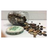 Vintage Brown Buttons & Jar K13D