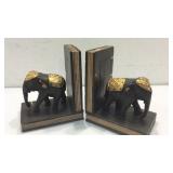 Wooden Elephant Bookends from Thailand K16H