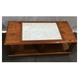 Custom Oak & Marble Coffee Table Y11B