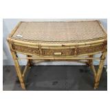 Glass Top Bamboo & Wicker Desk X12B