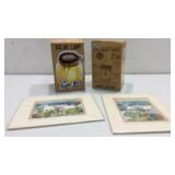 Pair of Solar Lamps & Two Prints of Bermuda K7B