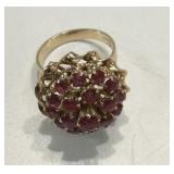18K Yellow Gold Ring w/ Ruby Gem Stones KJC