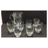 Beautiful Hand Blown Pitcher & Glasses K9C