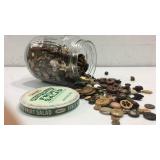 Vintage Brown Buttons & Jar Y13D