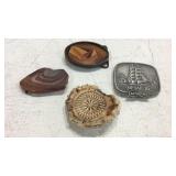 4 Old Fashioned Belt Buckles Y8D