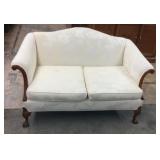Vintage Sold Wood Curved Love Seat 1 YFA
