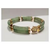 14K Yellow Gold Jade Bracelet SJC