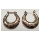 Sterling Silver Engraved hoop earrings SJC