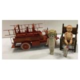 Vintage Toy Firetruck & Dolls M10C