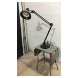 Old Metal Table/Desk and Lamp M8B