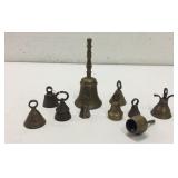 Ten Vintage Brass Bells K8D