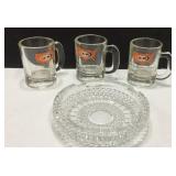 Shot Glasses with Vintage Glass Ashtray K8D