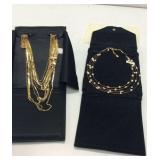 2 Gold Tone Necklaces in Cases K8D