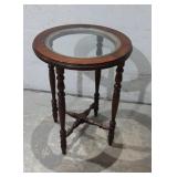 Round Glass Top Wooden Side Talbe T9A