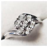 Sterling Silver Diamond Flower Ring SJC