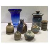 Glass Vase with Pottery Vases M8C