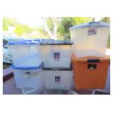 6 Large Plastic Storage Containers w/ Lids