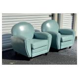 Fun Faux Leather Art Deco Style Club Chairs U9B