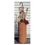 Antique Asian Umbrella Stand w Umbrellas U10B