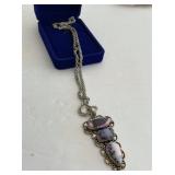 Sterling Chain with Pendant w/Polished Gemstones K
