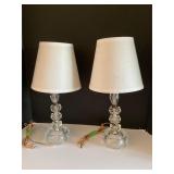 Pair of Small Glass Base Table Lamps KCG