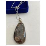 Polished Stone Pendant on Sterling 16" Chain KJC