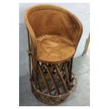 Handmade Mexican Equipale Wood & Leather Barstool