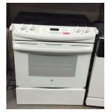 White GE Black Glass Top Range Y1B