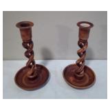 Pr. Twisted Wood Candlestick Holders (Italy) Y16G