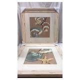 2 Trio Shell Art Pieces in Wood Frames Q15F