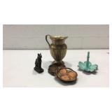 Heavy Brass Pitcher Vintage Copper Coasters K9C