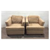2 Matching Upholstered Lounge Chairs Y13A