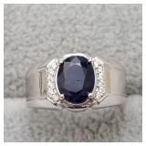 Sterling Silver Sapphire & White Topaz Ring SJC