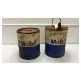 2 Vintage Large Mobil Cans K14D