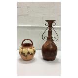 Bulgarian Pottery Vase & Metal Vase K14E