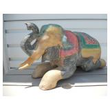Large Painted/Carved Wooden Indian Elephant U13C