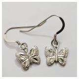 Sterling Silver Dangle Butterfly Hook Earrings SJC