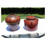 2 Antique Chinese Grain/Rice Wood Buckets U11A