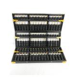 3 Large Black Lacquer Brass Chinese Abacuses U9C