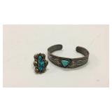 Sterling Antique Ring and Cuff - Mexican KJC