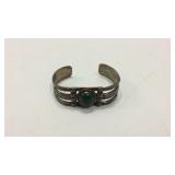 Antique Sterling Bracelet with Green Stone KJC