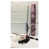 3 New Fishing Rods w Small Tackle Box K13B