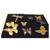 Nine Vintage Butterfly Pins K16B