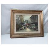 Ornate Framed Farmers Market Scene Q15E