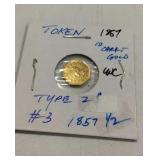 1857 Gold Type 2 Token MJC