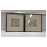 Pair of Ballard Design Framed Martini Prints U15E