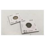 Two Old Canadian Dimes MJC