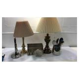 2 Brass Table Lamps & Kitchen Accessories M14A