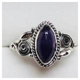 Unique Silver Dark Amethyst Ring SJC